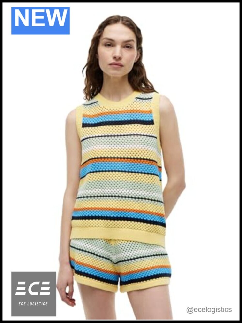 Sleeveless Cotton Crochet Crew Neck Sweater Tank Top